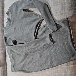 Grey Ribbed 2 piece mock neck and Midi skirt